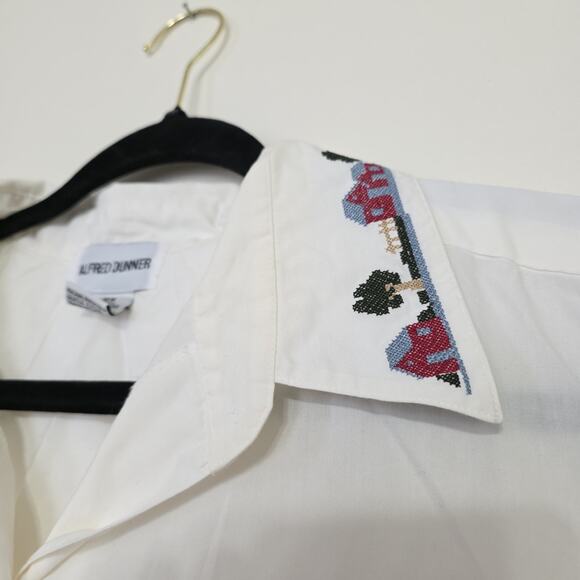 Vintage Embroidered Cottage Prairie White Button Up Top Womens 18W Boho Grandma - Picture 4 of 9